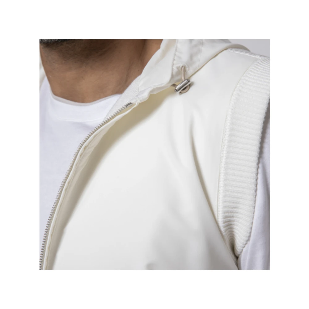 Eleventy Gebreid vest met capuchon en rits White Heren