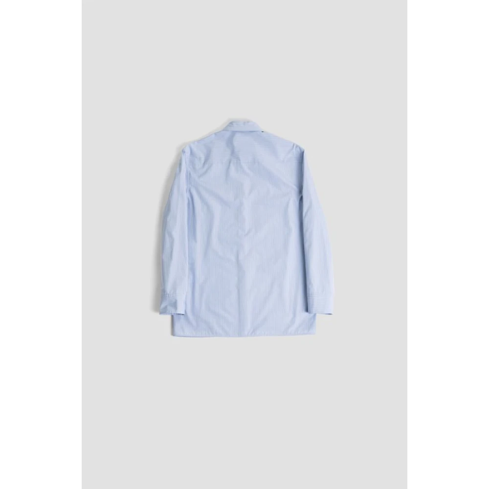 Jil Sander Blauw Gestreept Katoenen Overhemd Blue Heren