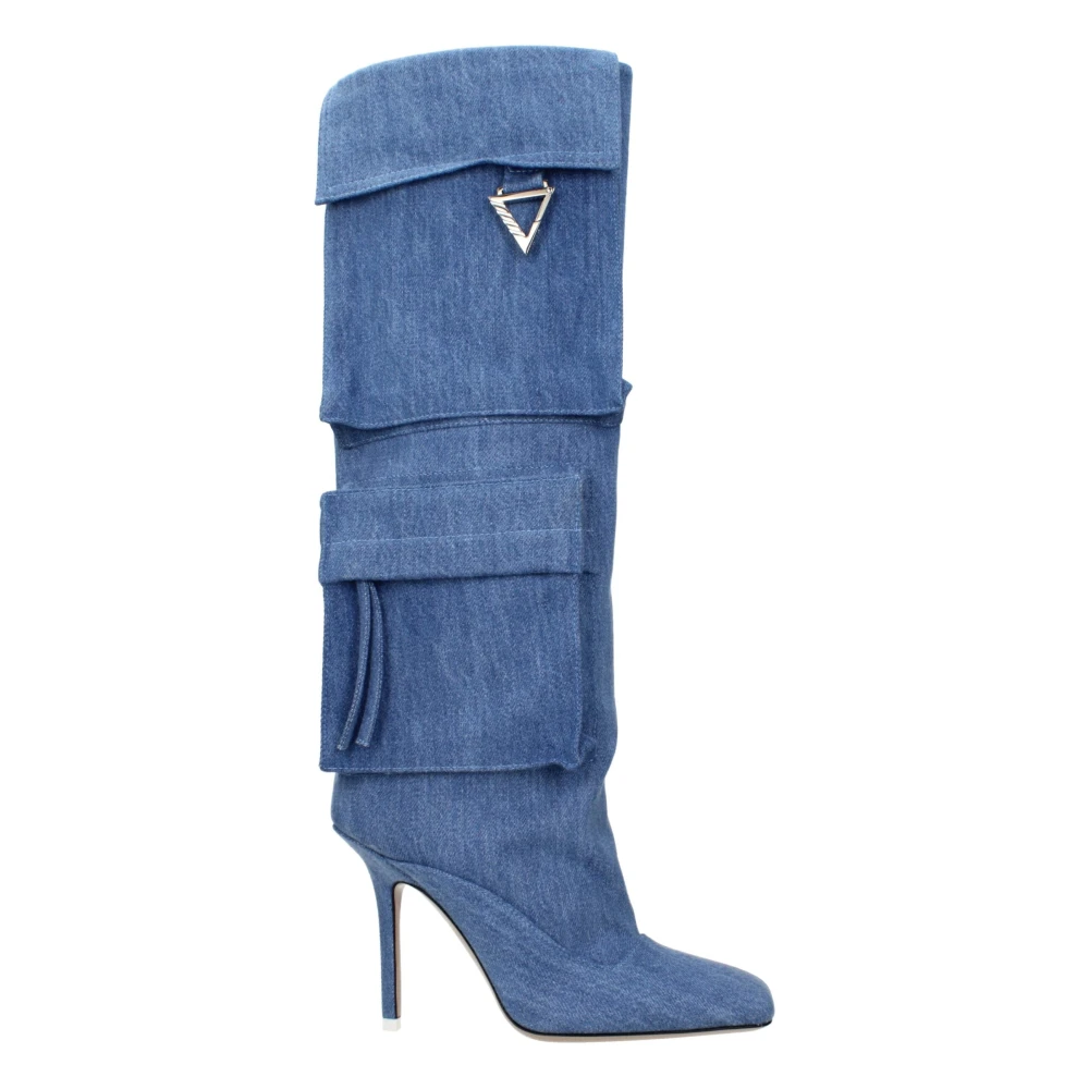 The Attico Fabric Boots - Female - Heeled Boots - Blue - 4 Uk - Shoes