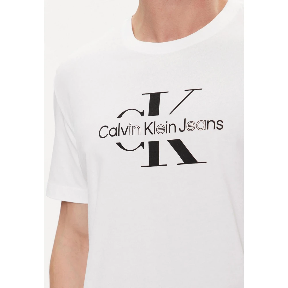 Calvin Klein Jeans Regenerative Cotton Outline T-Shirt White Heren