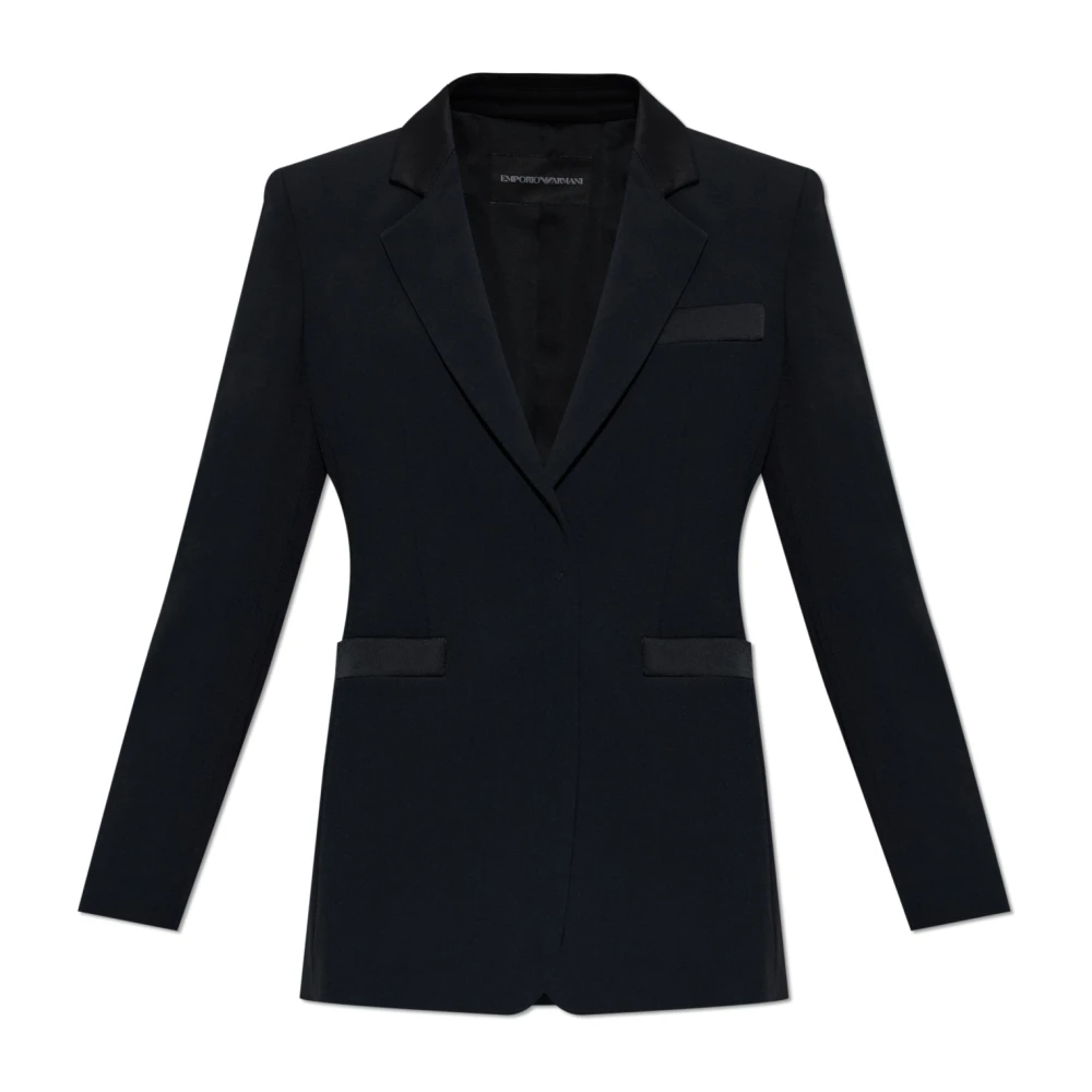 Emporio Armani Black Blazer In Enver Satin With Buttoned Cuffs - Image 3