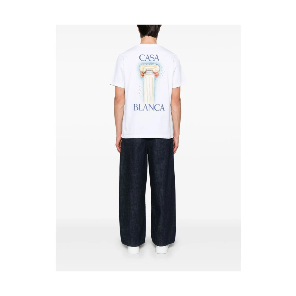 Casablanca Wit Logo Print Crew Neck T-shirt White Heren