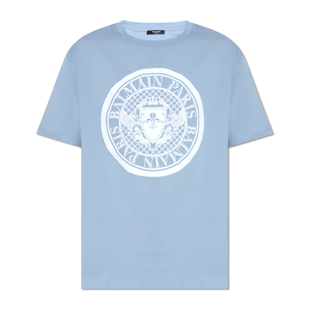 Balmain Katoenen T-shirt Blue Heren