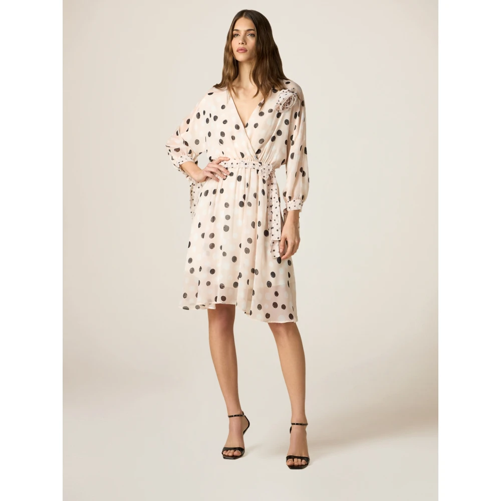Oltre Jurk met Polkadotpatroon en Strik Multicolor Dames