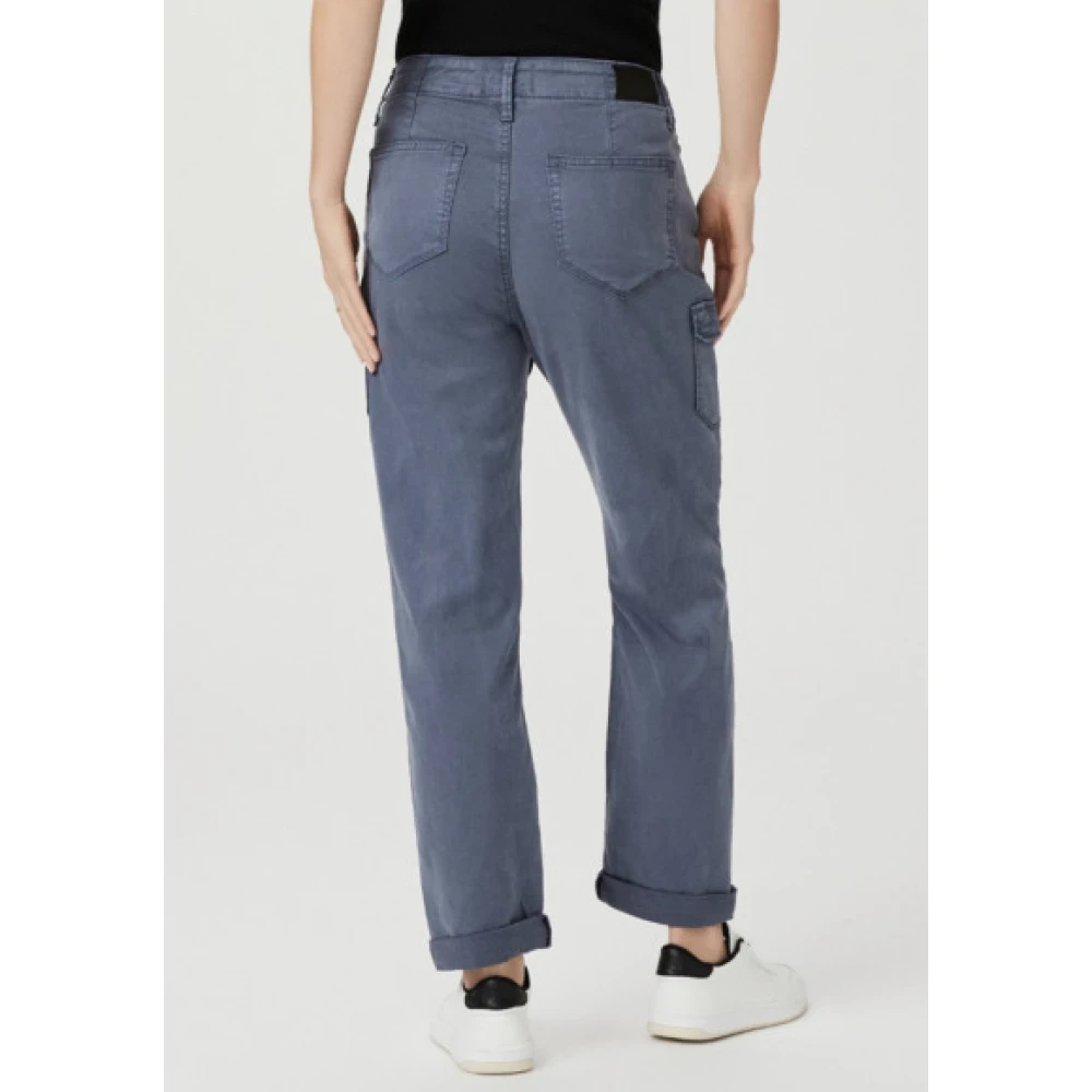 Paige Relaxed Straight Leg Cargo Jeans Blue Dames