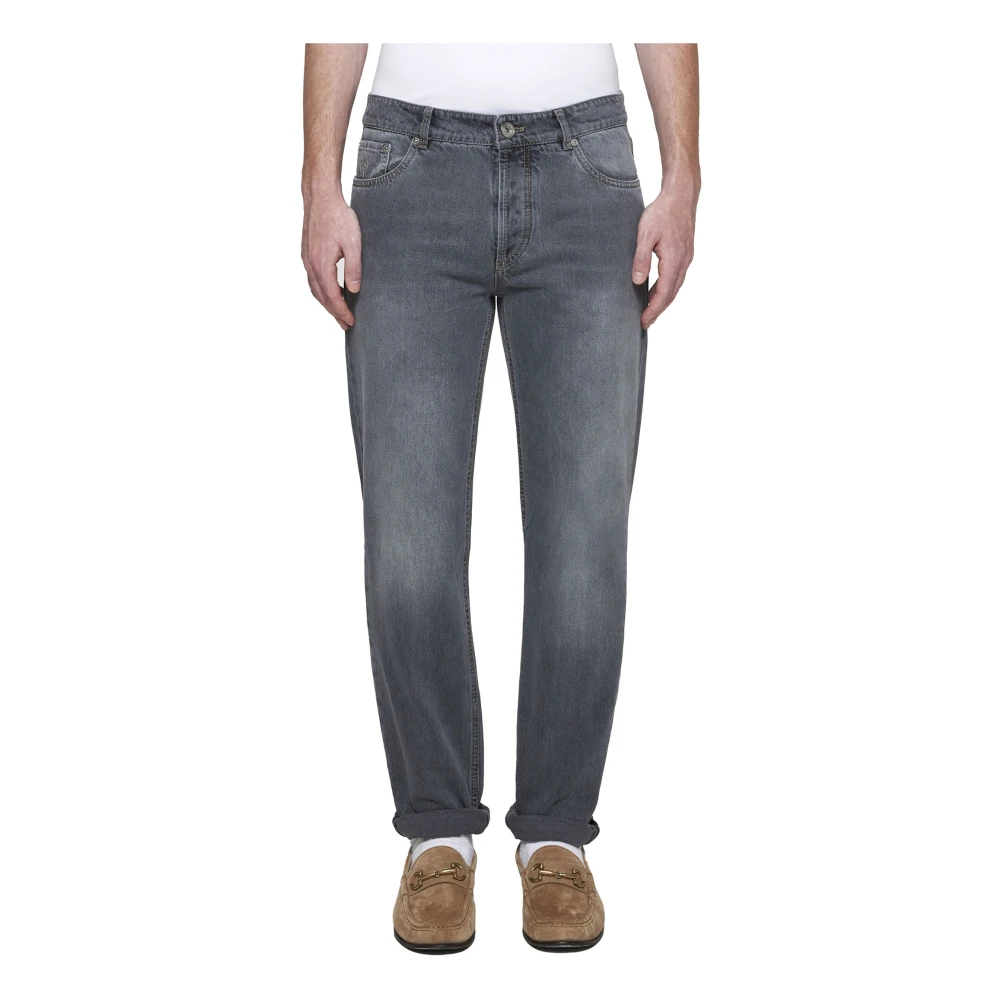 BRUNELLO CUCINELLI Straight Leg Jeans in Middengrijs Gray Heren