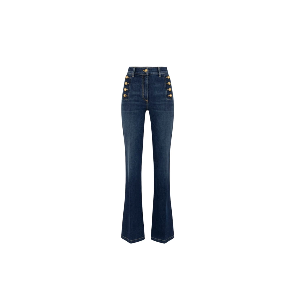 Elisabetta Franchi Klassiska utsvängda jeans i denim Blue, Dam