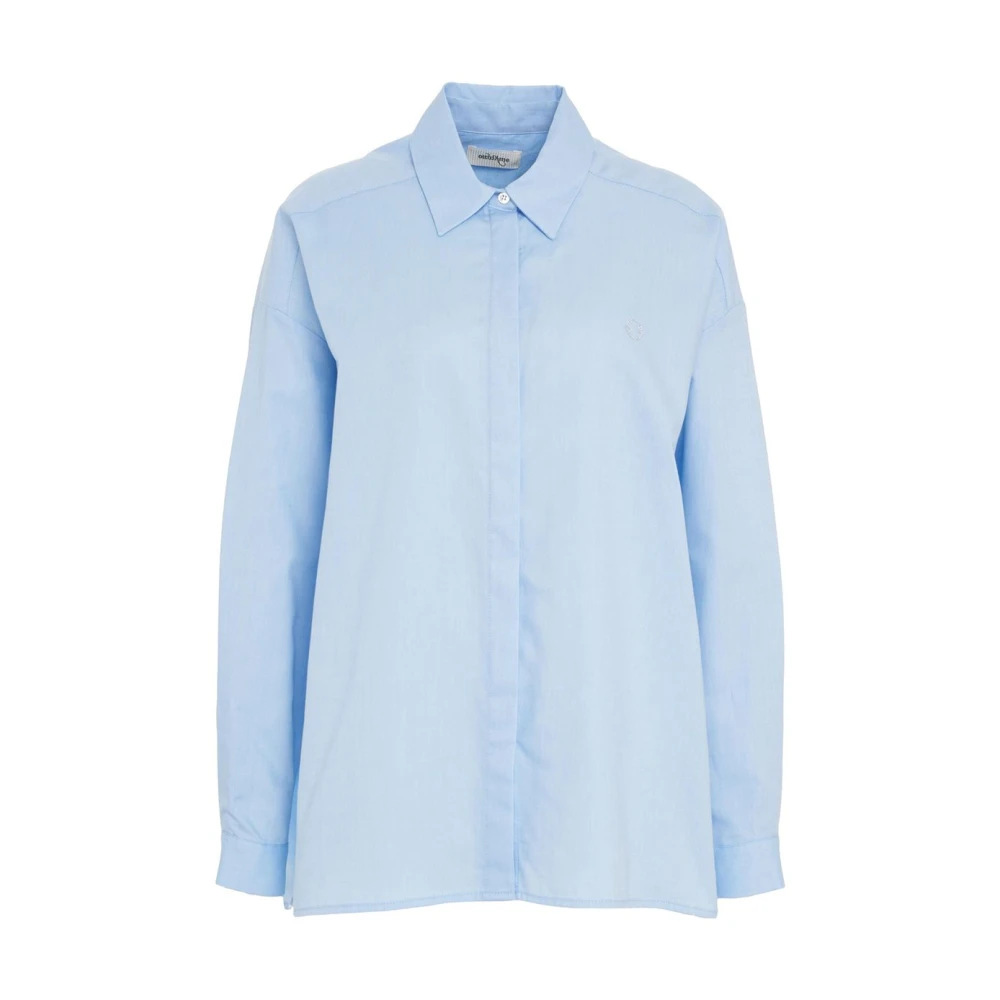 Ottod'Ame Blauwe Katoenen Blouse met Glitterdetails Blue Dames