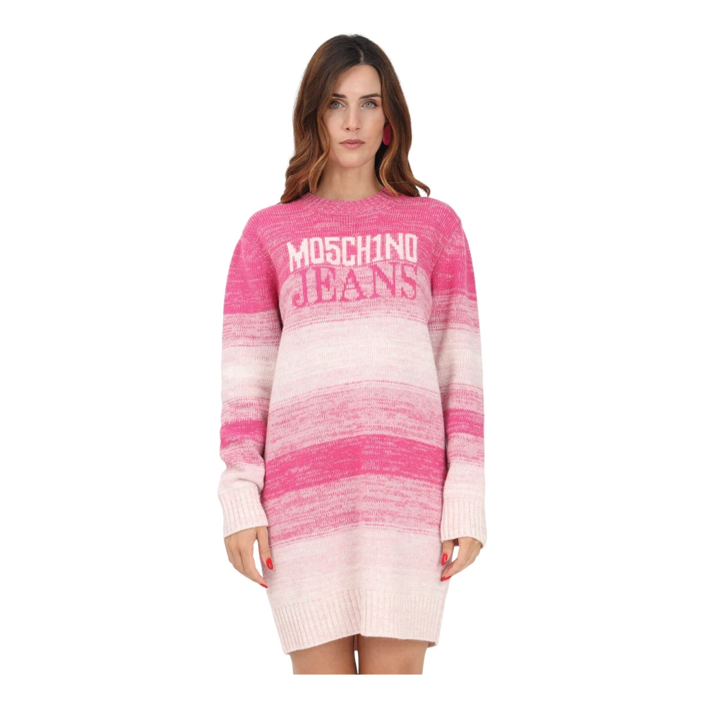 Moschino Roze Gradient Maxi Sweater Jurk Pink Dames