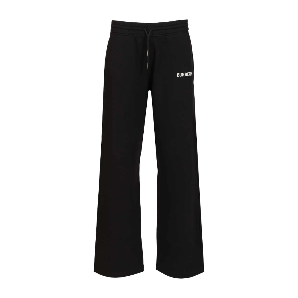 Burberry Black Check Trim Cotton Track Trousers - Female - Sweatpants - L - Trousers