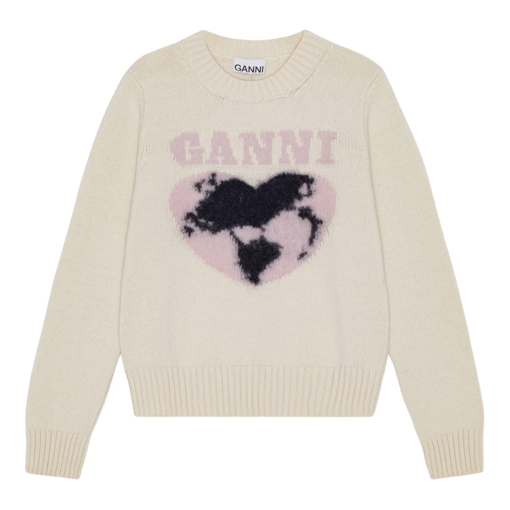 Hvit Crew Neck Sweater med Logo