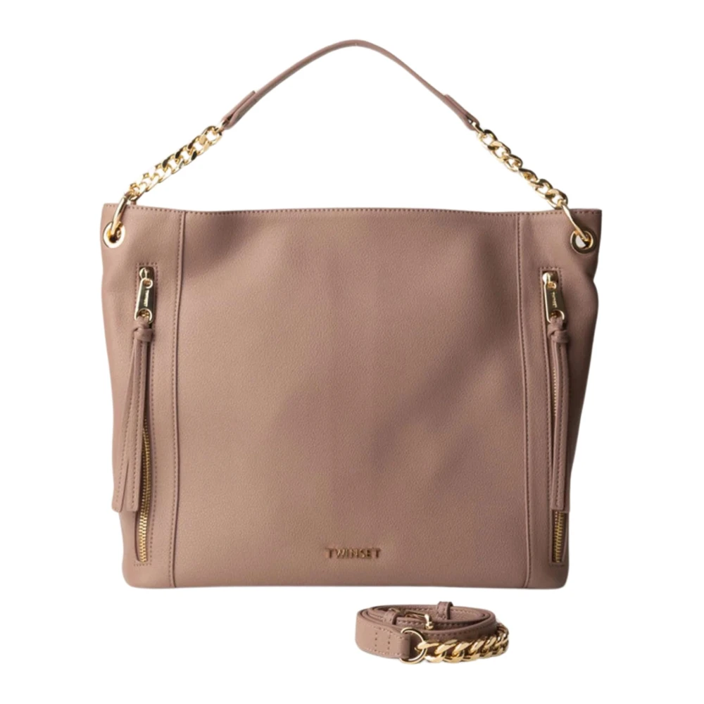 Twinset Women's Pink Shopper Bag With Embroidered Pattern - Handbags - One Size - Bags