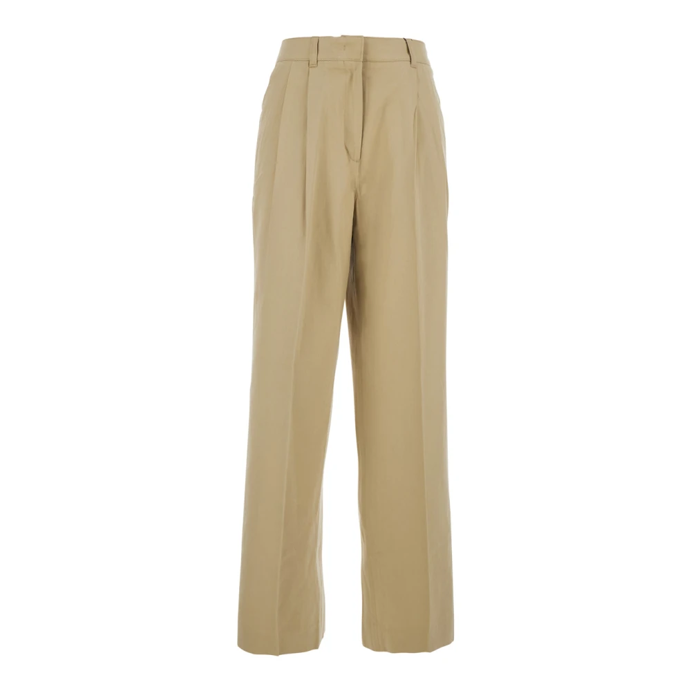 Dunst Women's Beige Double Pleated Chino Slacks