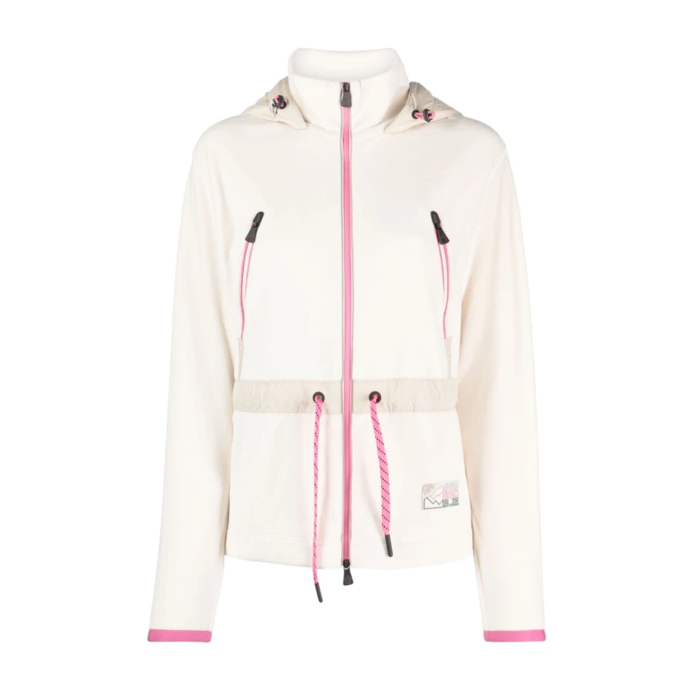 Moncler Velour Fleece Zip-Up Sweatshirt met regenkleding details Beige Dames