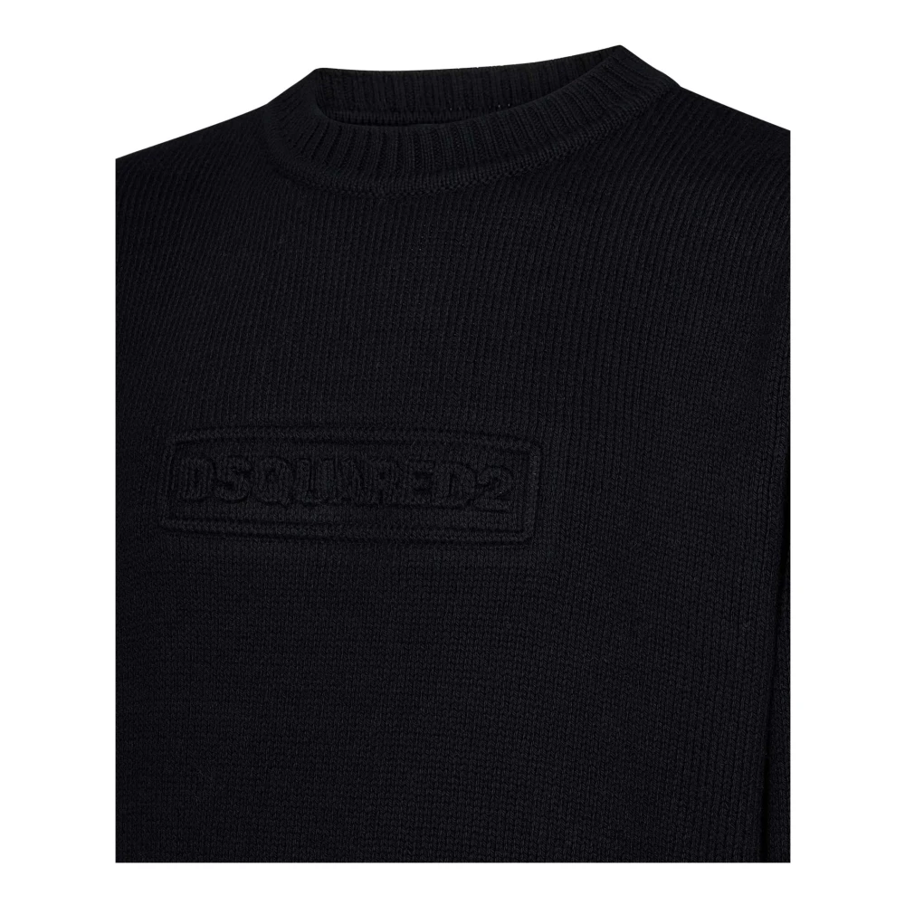 Dsquared2 Zwarte Crew Neck Sweater Aw24 Black Heren