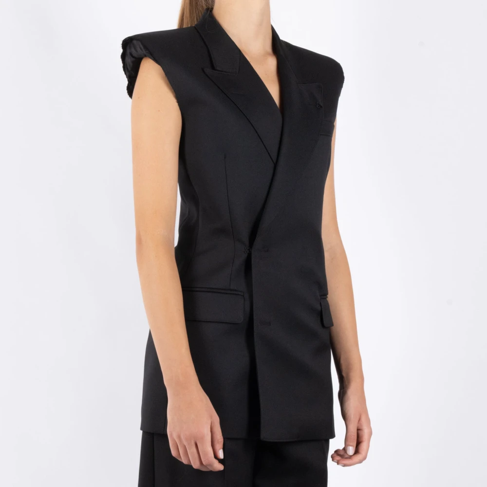 MM6 Maison Margiela Zwart Polyester Gilet Black Dames