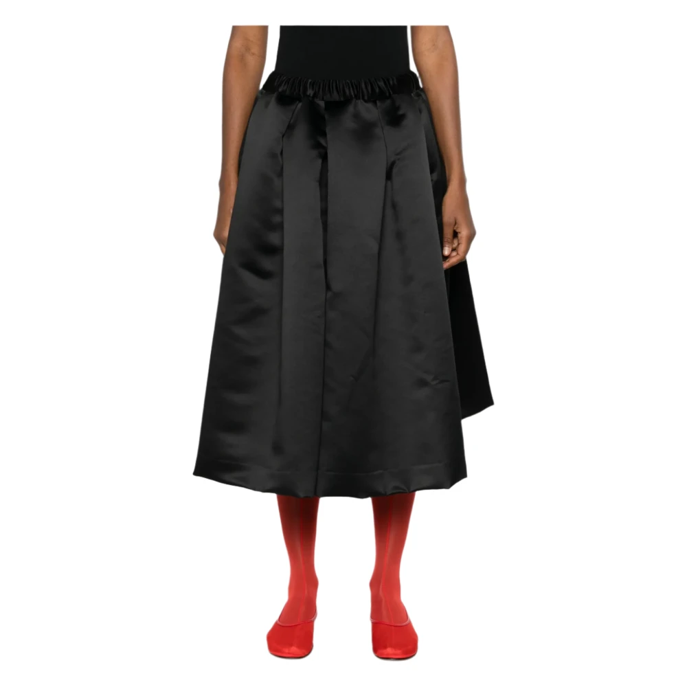 Comme des Garçons Zwarte Wijde Shorts Lissabon Winkel Black Dames