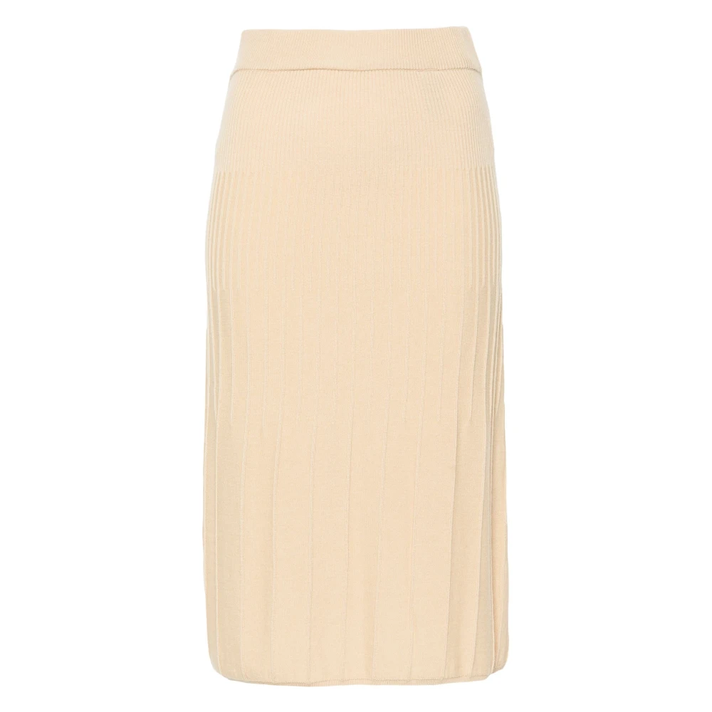 Joseph Beige Midi Skirts, Female, L, Fine Rib Merinos Skirt