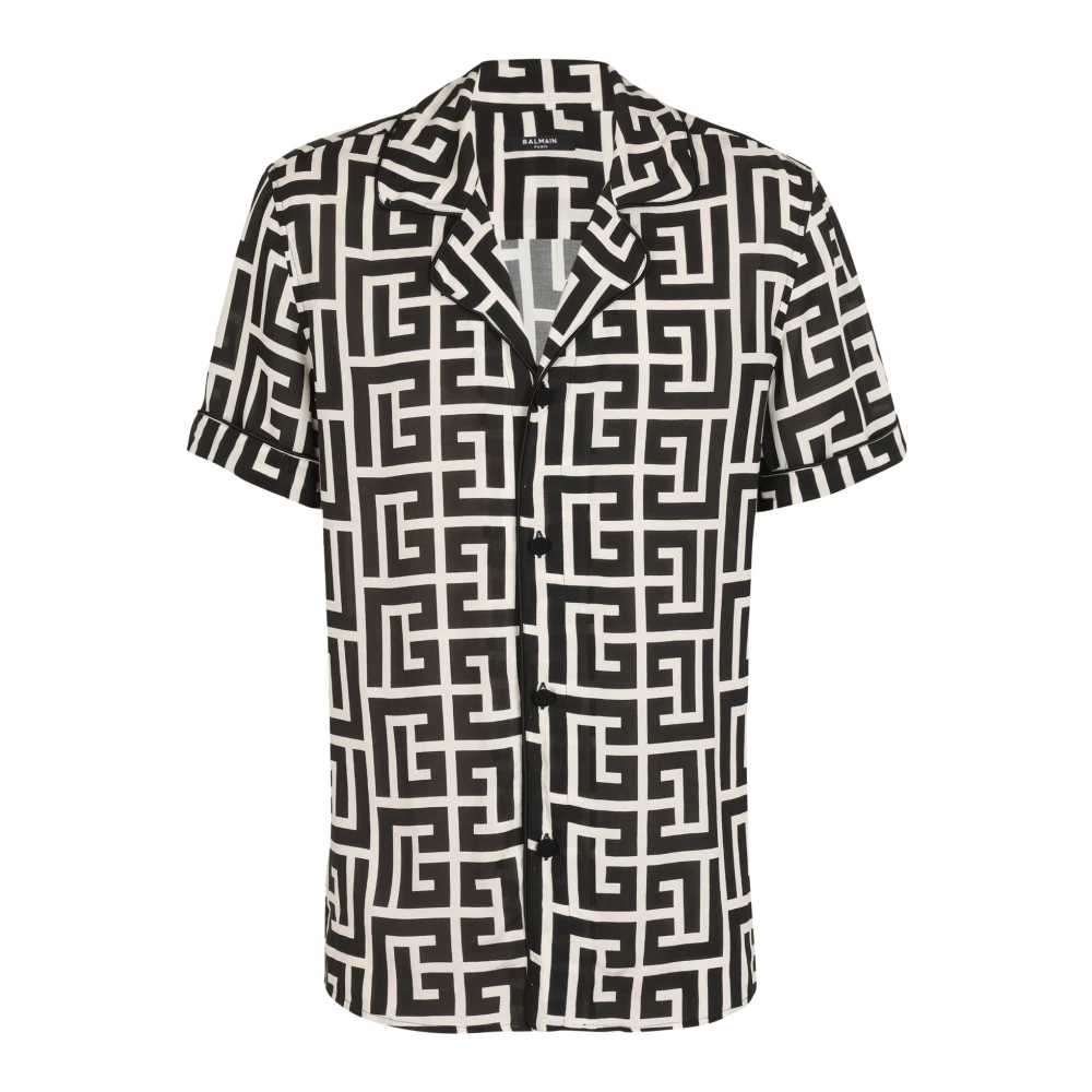 Balmain Kortemouw monogramshirt Black Heren