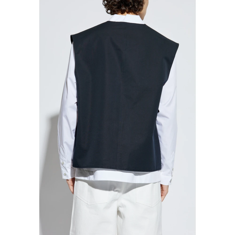Jil Sander Vest met zijdeafwerking Black Heren