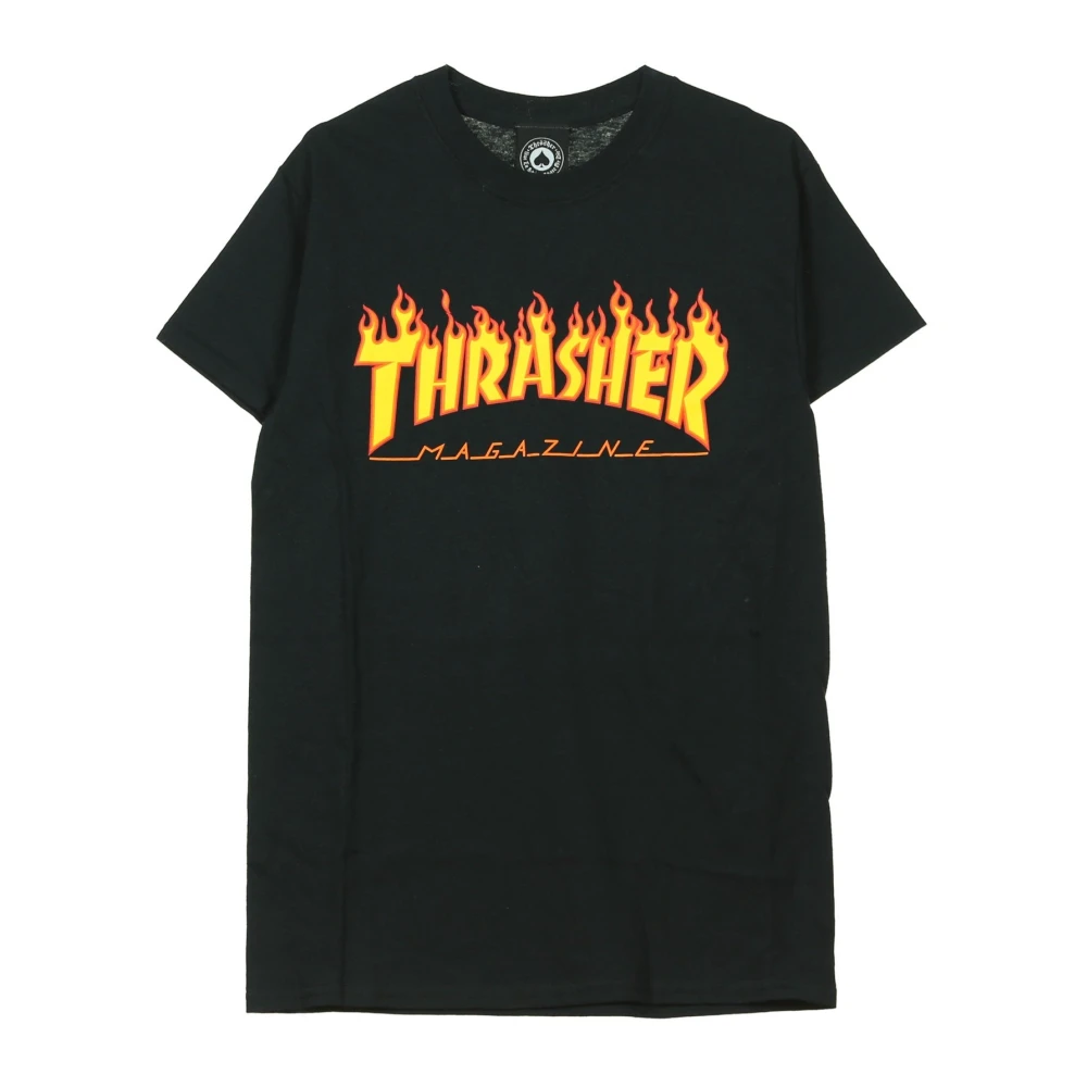 Thrasher Flame Tee Zwart Geel Korte Mouw T-shirt Black Heren