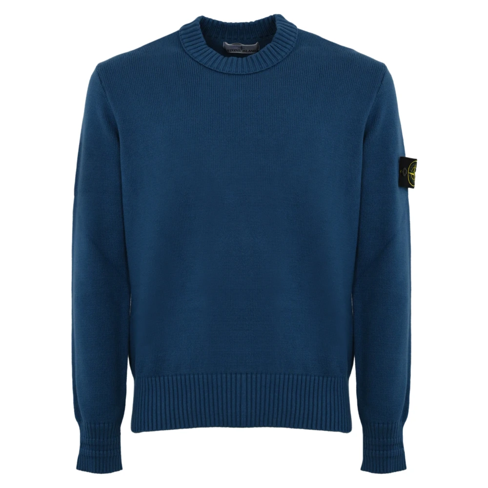 Stone Island Blauwe Katoenen Trui Lange Mouw Blue Heren