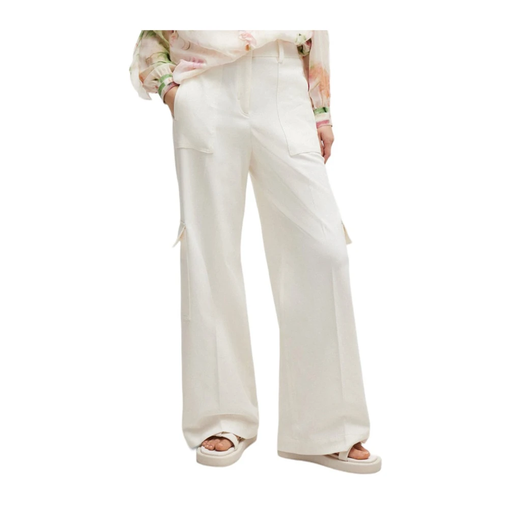 Boss Witte Katoenen Straight Fit Broek White Dames