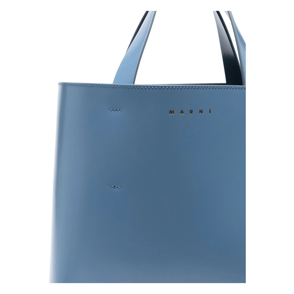Marni Blauwe Leren Tote Tas met Logo Blue Dames