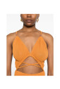 robe-orange-a-col-halter-et-plissee
