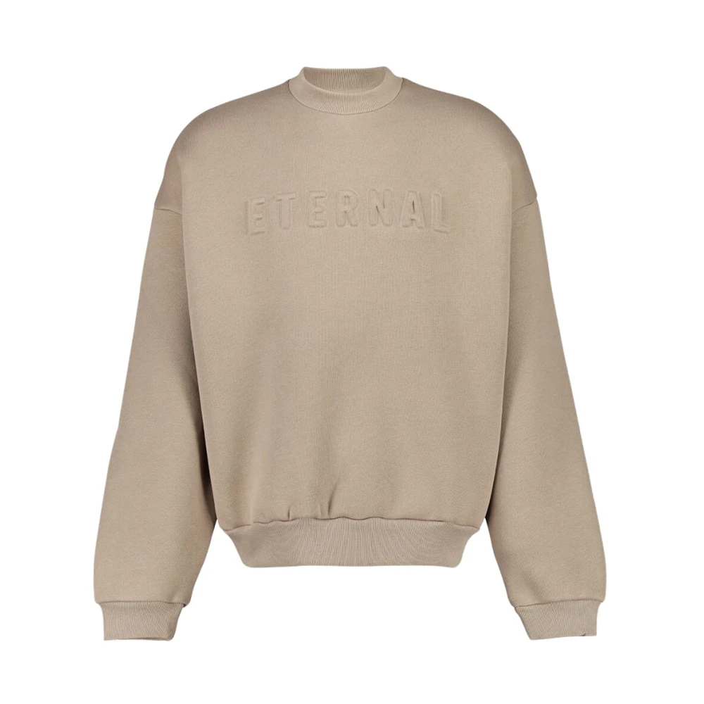 Fear Of God Beige Sweatshirts, Male, S, Crewneck Sweatshirt With Eternal Logo
