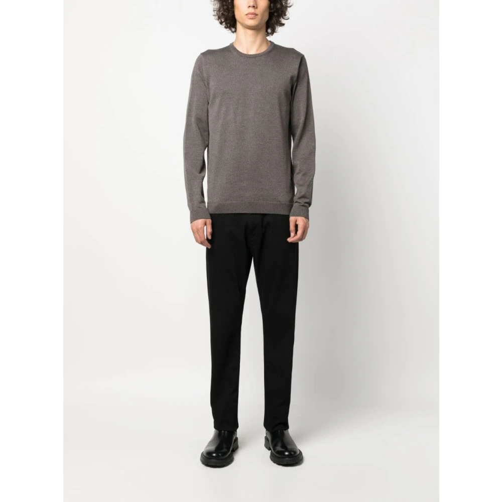 Roberto Collina Stijlvolle Pullover met Ronde Hals Gray Heren
