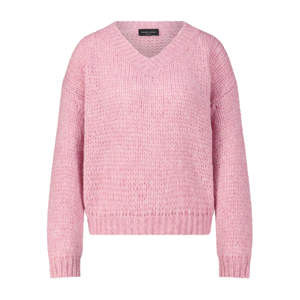 Roberto Collina V-hals Gebreide Trui Pink Dames
