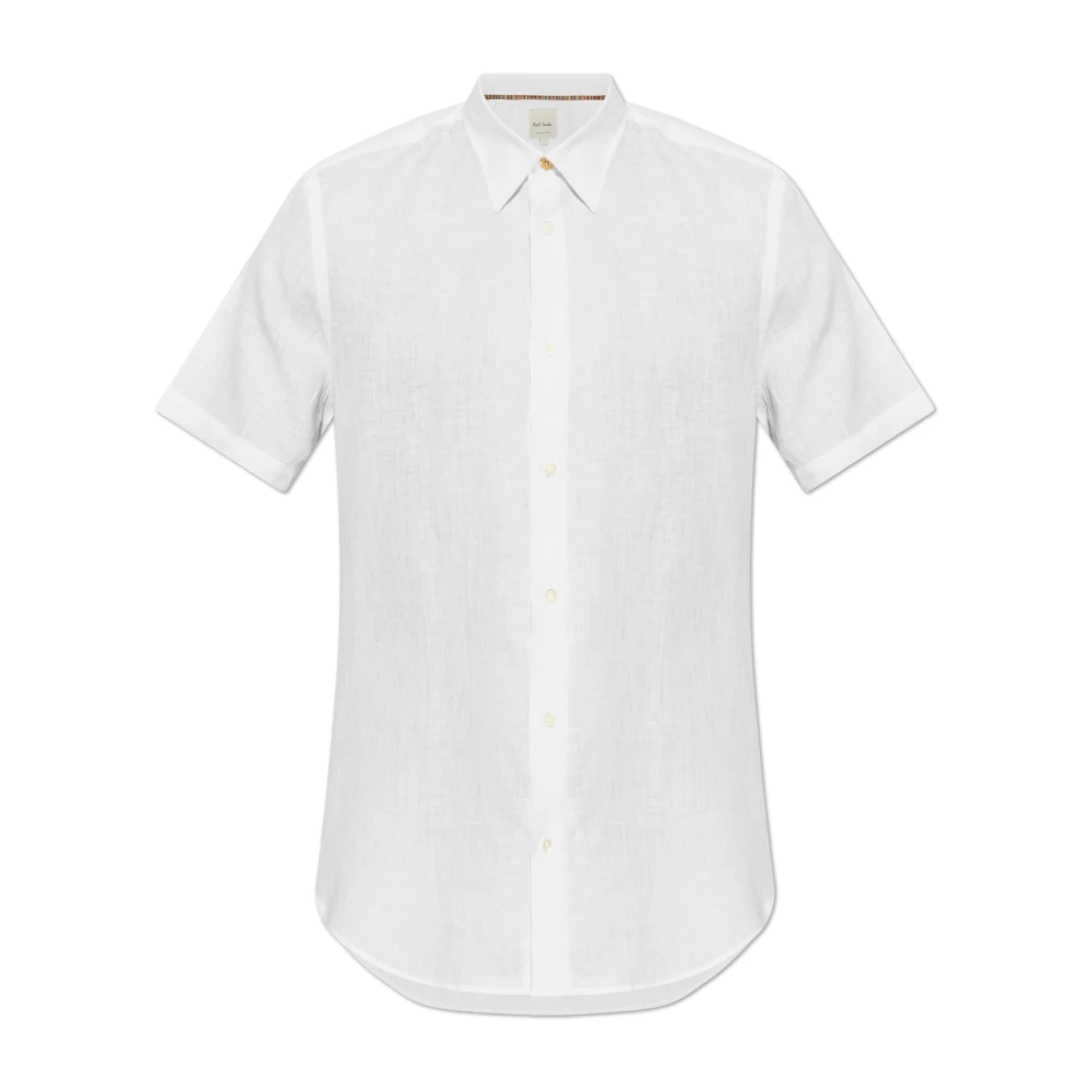 Paul Smith Linnen shirt met korte mouwen White Heren