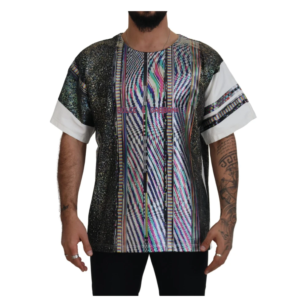 Dolce & Gabbana Multifärgad Mönstrad T-shirt med korta ärmar Multicolor, Herr