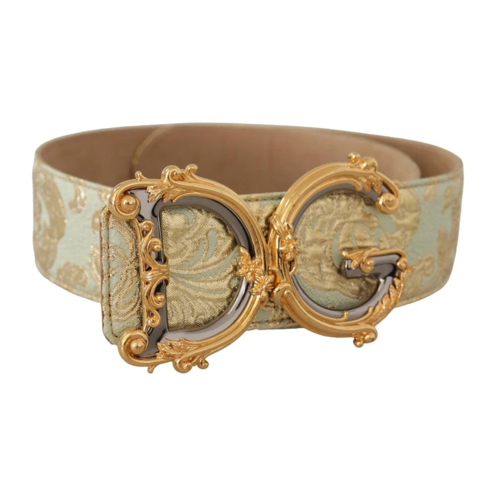 Dolce & Gabbana Women's Green Authentic Leather Belt With Engraved Logo Buckle Medium