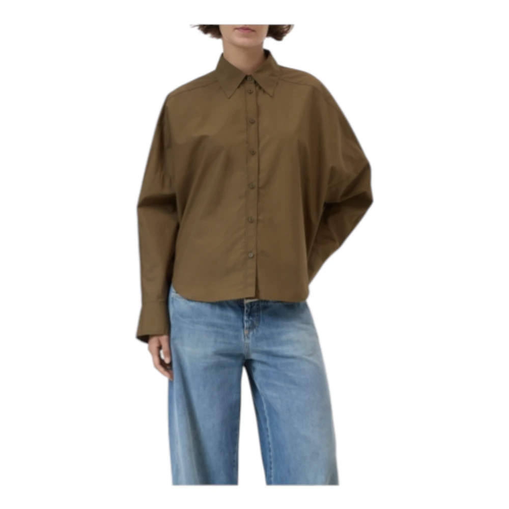 Closed Women's Green Relaxed Poplin Blouse - Shirts - M - Blouses & Shirts