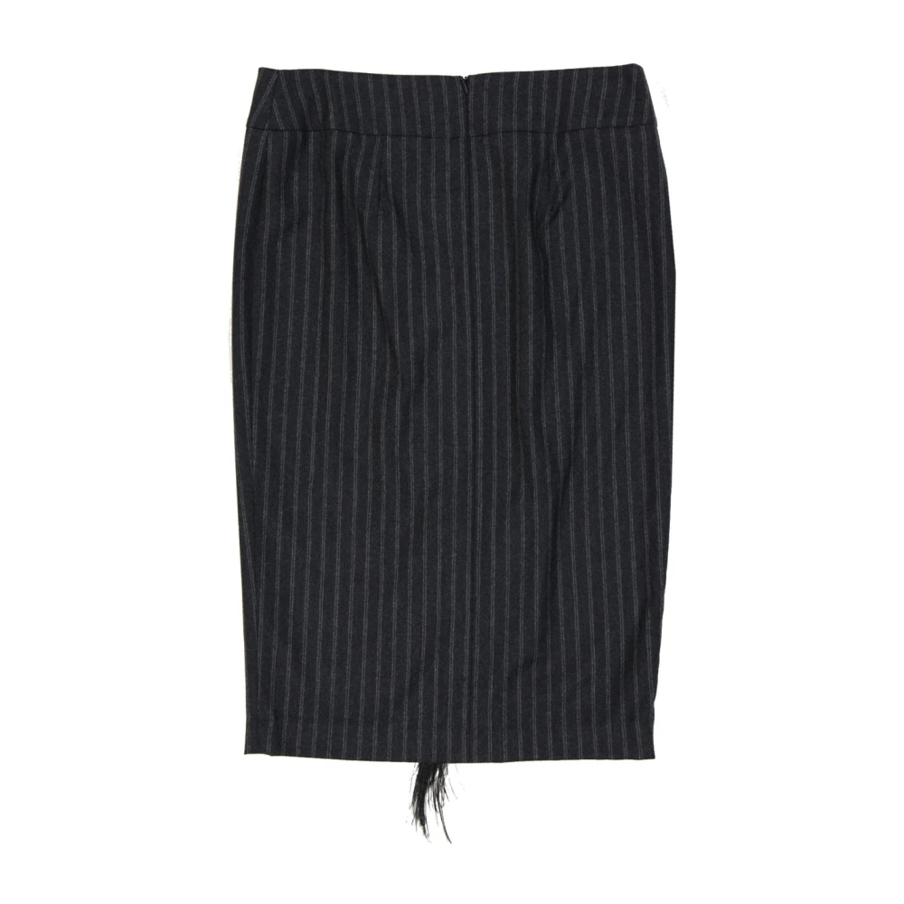 BRUNELLO CUCINELLI Gestreepte Wollen Rok Grijs Gray Dames