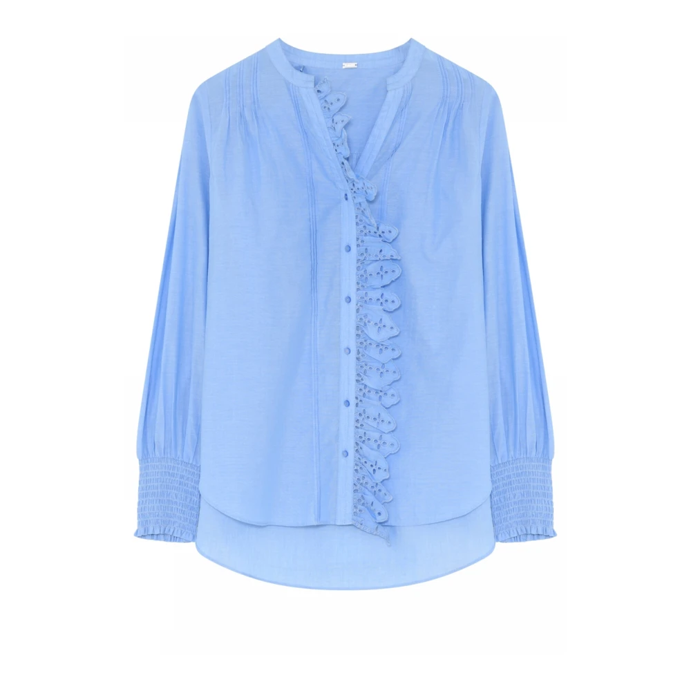 Gustav Elegante blouse met kanten details Blue Dames