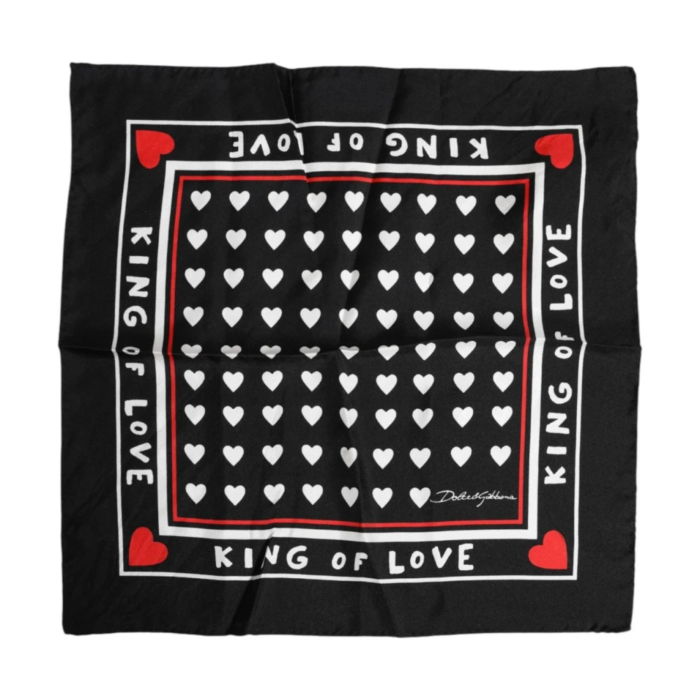 Dolce & Gabbana Men's Black Silk Scarves, One Size, Silk Logo Foulard Scarf