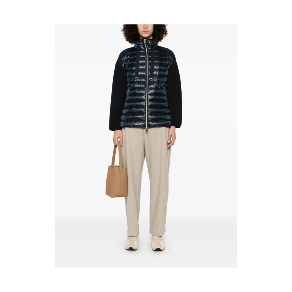 Herno Navy Blauwe Rits-Up Trekkoord Jas Blue Dames