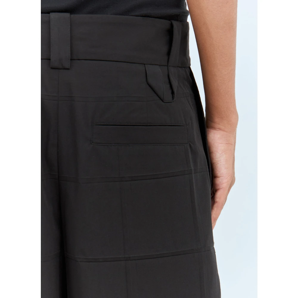 Jacquemus Geplooide katoenmix op maat gemaakte shorts Black Heren