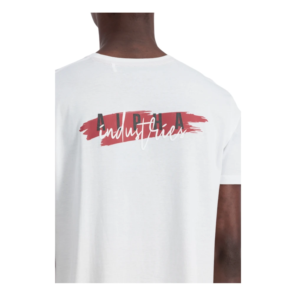 alpha industries Katoenen T-shirt Handtekening Puff Print White Heren
