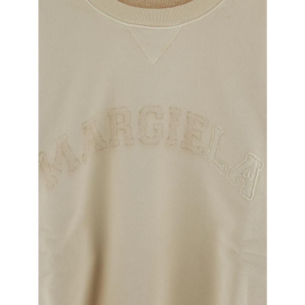 Maison Margiela Katoenen Logo Sweatshirt Beige Dames