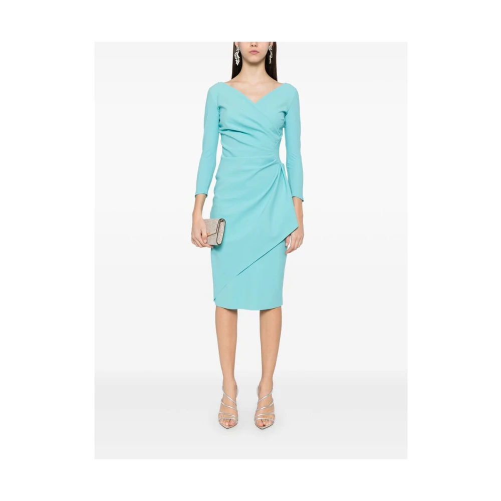 Chiara Boni Turquoise Gedrapeerd Kruisnek Jurk Blue Dames