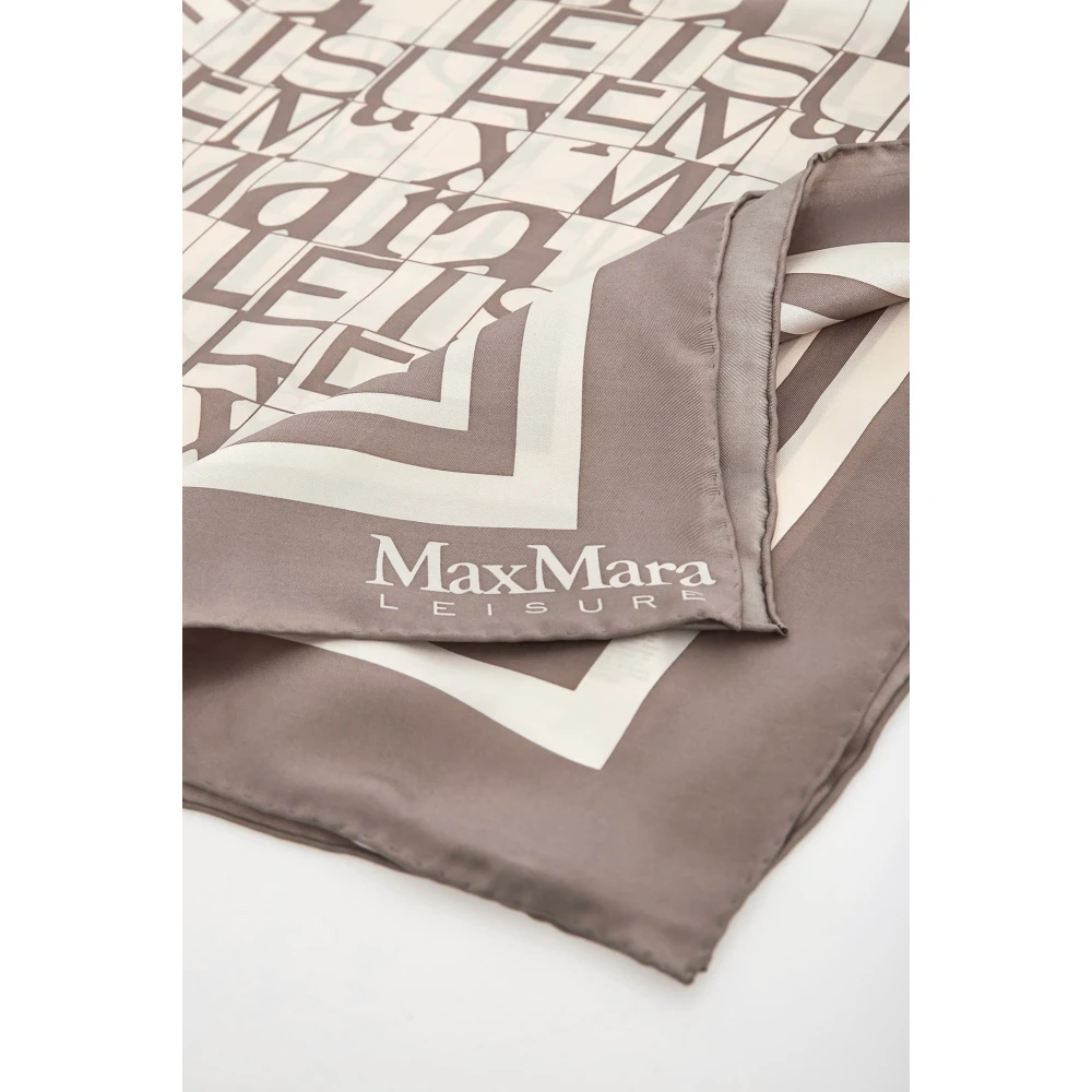 Max Mara Zijden sjaal met logolabels Gray Dames