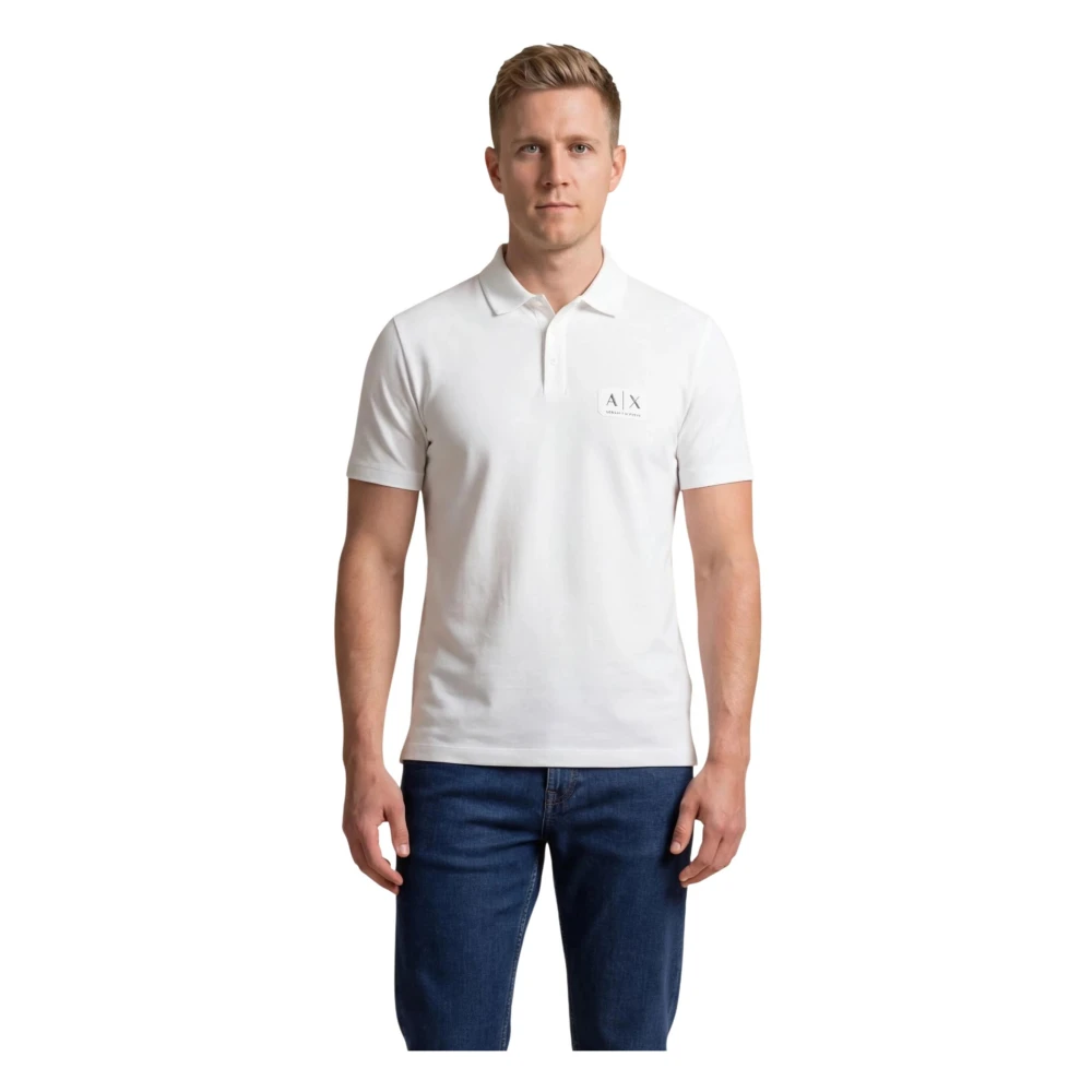 Armani Exchange Men's White Polo Shirts, M, Polo Shirt