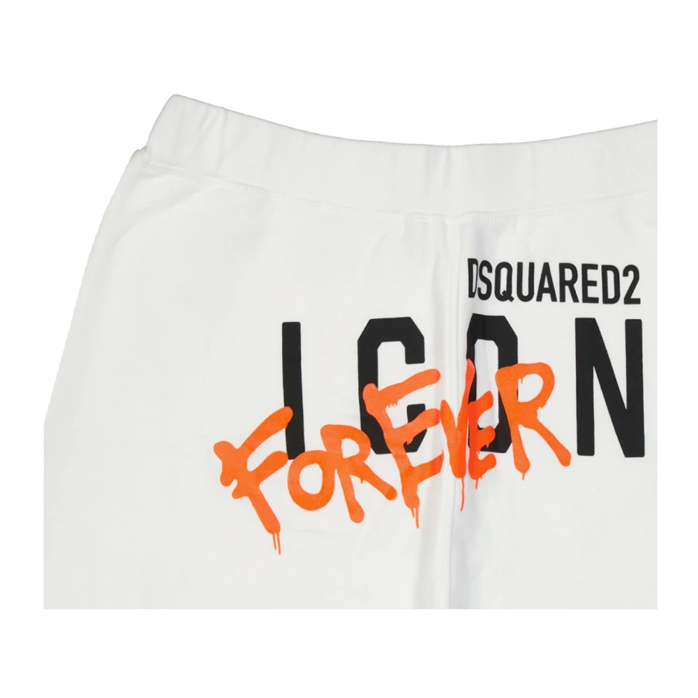 Dsquared2 Witte Logo Katoenen Shorts Ss22 White Heren