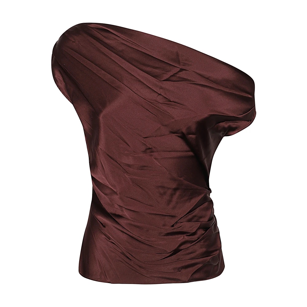 Staud Bordeaux Zijden One-Shoulder Top Brown Dames