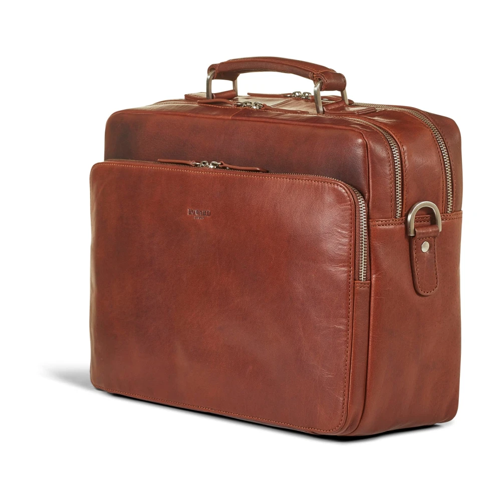 Howard London Bruin Leren Laptop Zakelijke Tas Brown Heren