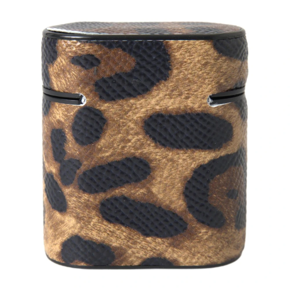 Dolce & Gabbana , Headphones, Unisex, Brown, One Size, Leopard Calf Leather Airpods Case - Image 3